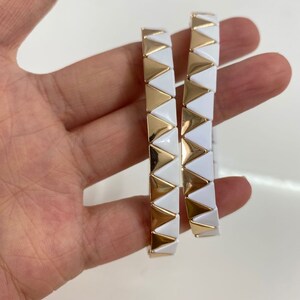 Gold and White Triangle Enamel Tile Bracelets, Gold Colorblock Bracelets, Tile Beads Bracelets, Stacking Bracelets, Boho Bracelets image 3