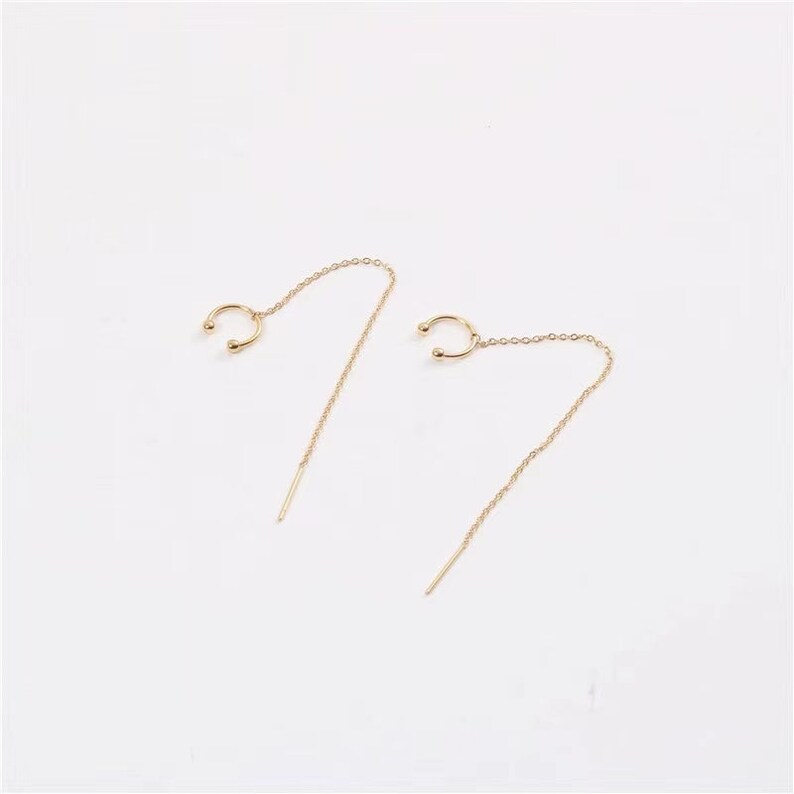 18K Gold Plated Ear Cuff Chain Earrings Perfect Minimalist Etsy