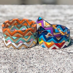 Summer Color Gold Silver Wave Enamel Tile Bracelet, Colorblock Bracelets, Trendy Tila, Stretch Bracelets, Bohemian Bracelets, Tile Beads