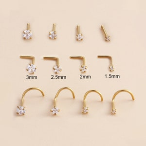 1.5mm/2mm/2.5mm/3mm Tiny CZ Nose Ring, 20G Minimalist Nose Stud, Barely There Nose Pin, Titanium Steel Nose Bone, Mini Nose Ring, SERIES G image 3
