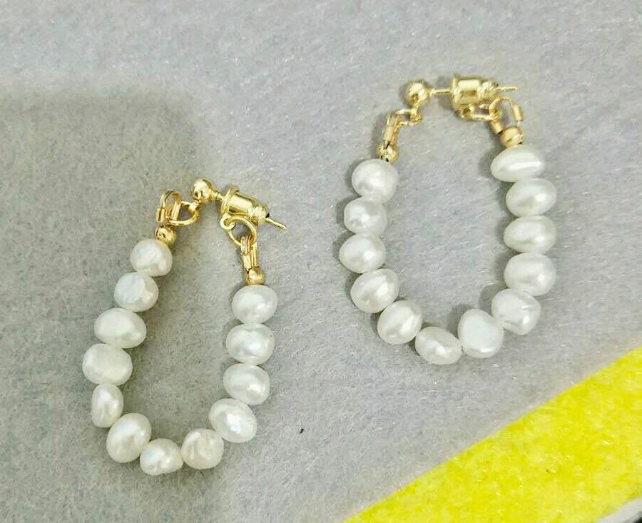 Simple Gold Pearl Hoop Earring Classy Evening Etsy