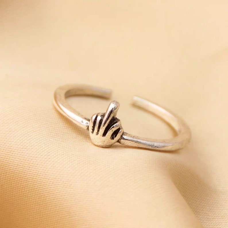 Mini FUCK YOU Ring, Adjustable F-Word Ring, Middle Finger Ring, Stacking Ring, Stackable Ring, Gift for Her/Him image 3