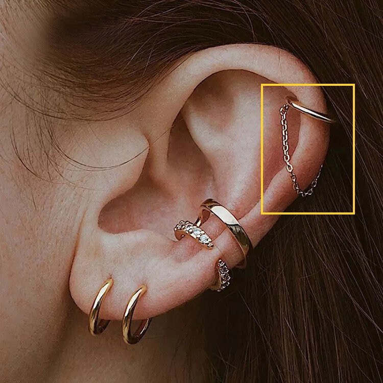 S925 NoPiecing Ear Cuff Chain Gold Chain Ear Cuff Silver Etsy