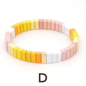 Pride Month Armband, schmales Regenbogen-Emaille-Fliesenarmband, Colorblock-Armbänder, Fliesenperlen-Armbänder, dehnbare Stapelarmbänder D