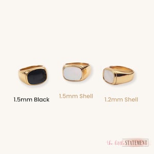 18K Gold Plated Mother-of-Pearl Ring, Chunky Gold Ring, Black Pax Ring, Signet Ring, Black Onyx Ring, Stacking Ring, Gift for Her SR0001 image 2