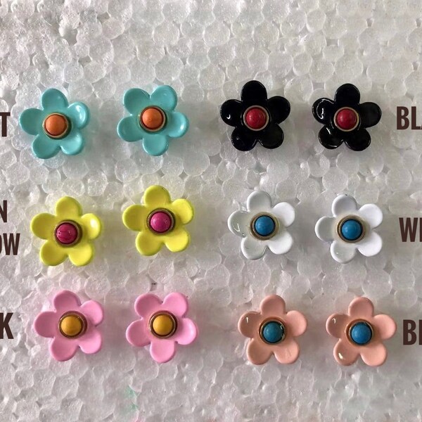 Rainbow Daisy Studs (A Pair), Daisy Enamel Studs Earrings, Flower Studs Earrings, Daisy Earrings, Trendy Tila, Tile Beads, Gift for her