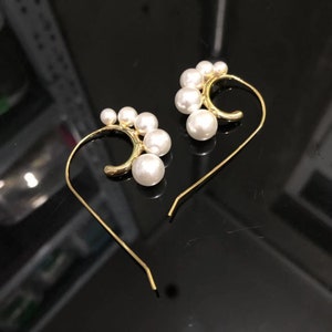 18K Gold Plated Faux Pearl Hoop Earrings, Classy Evening Earrings, Chic Jewelry, Pearl Freshwater Earrings, Gold Pearls Classic Chic