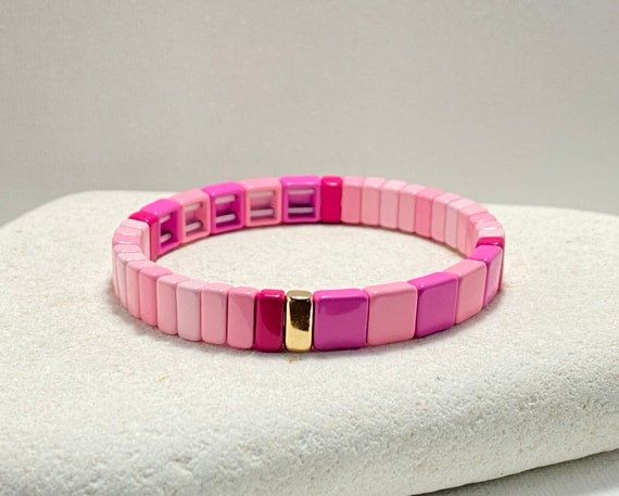 Bracciali per piastrelle in smalto rosa sfumato, braccialetti a blocchi di  colore, braccialetti di perline di piastrelle, braccialetti impilabili, braccialetti  elastici, braccialetti Boho -  Italia