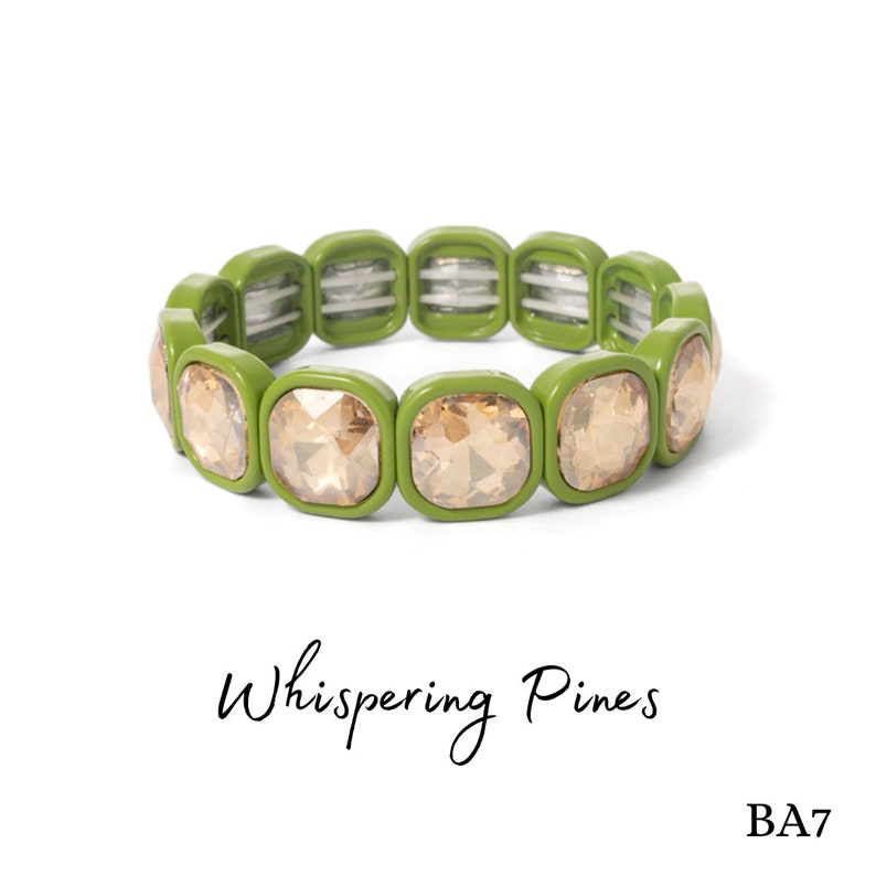 Nature-Inspired Oversized Crystal Stretchy Enamel Tile Bracelets, Opal Bracelets, Bridesmaid Bracelets, Colorblock Stacking Bracelets BA WhisperingPines(BA7)