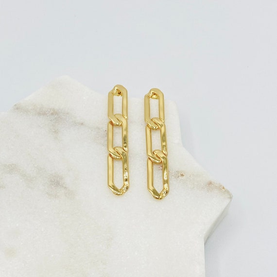 Kendall Chain Earrings A Pair Chain Drop Statement - Etsy