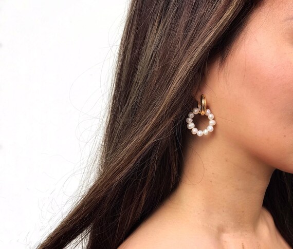Baroque pearl deals earrings etsy