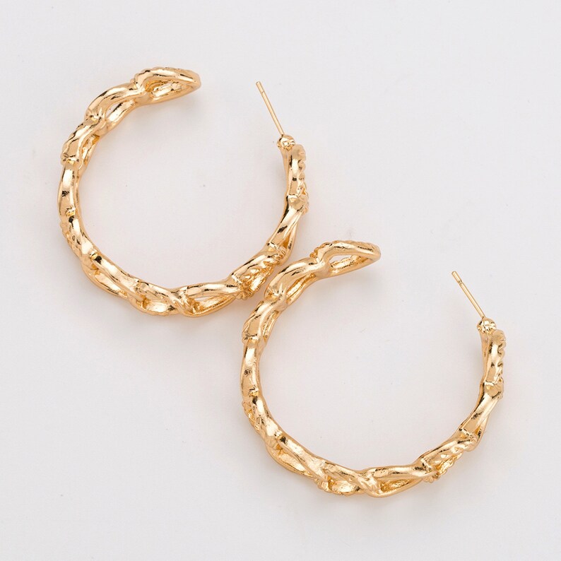 40mm Gold Link Hoops Large Chain Hoop Earrings Gold Hoop Etsy