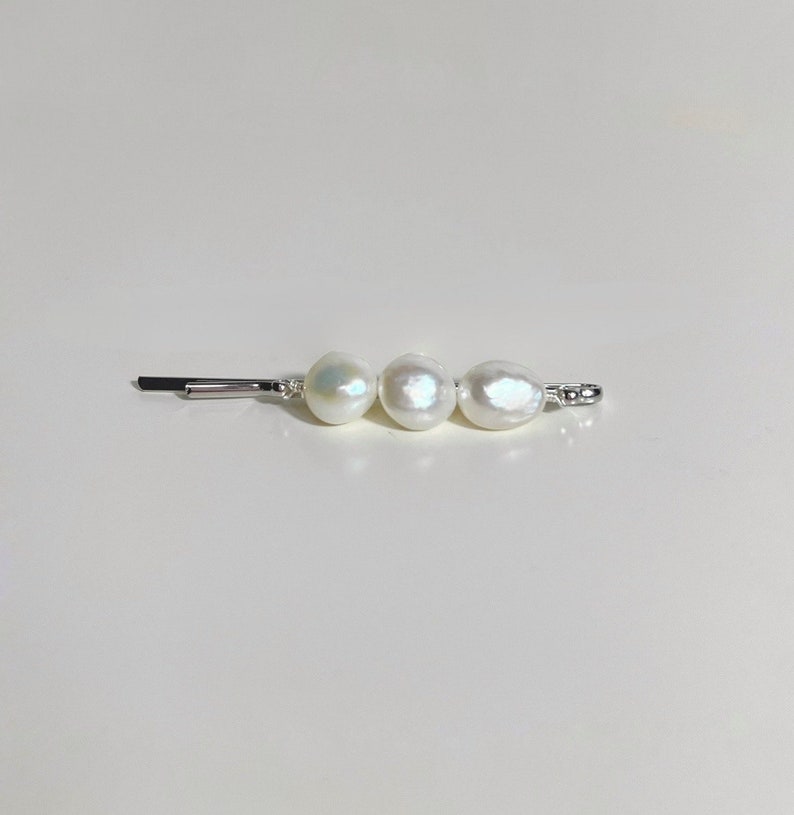 Freshwater Baroque Pearl Hair Clip in Gold or Silver, Genuine Pearl Barrette, Wedding Hair Accessory, Bridesmaid Gifts, Hen Do Barrette Gift image 10
