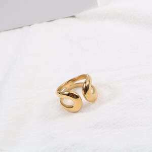 18K Gold Plated Chunky Double U-Shape Ring, Gold X Ring, Wide Band Ring, Chunky Gold Ring, Stacking Ring, Gift for Her image 4