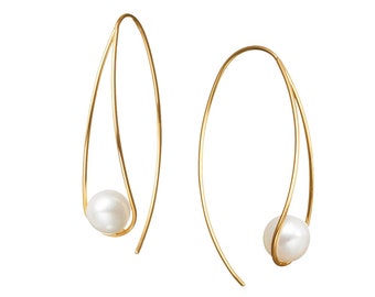 18K Gold Plated Resin Pearl Drop Earrings (A Pair), Wedding Earrings, Bridesmaid Earrings, Statement Faux Pearl Earrings, Pearl Earrings