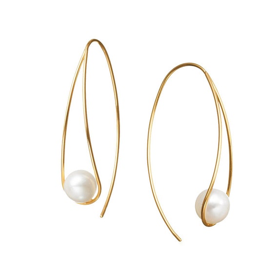 18K Gold Plated Resin Pearl Drop Earrings A Pair Wedding | Etsy