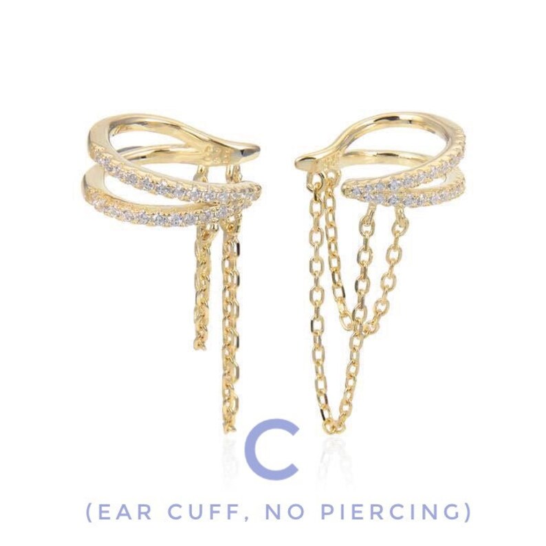 Goldplated Lightning CZ Earrings / Ear Cuffs Lighting Ear Etsy