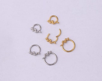 16G 6mm 8mm 10mm Snake Septum Ring, Serpent Daith Hoop, Hinged Clicker Hoop, Titanium Steel Nose Ring, Snake Daith Ring, Snake Helix Ring