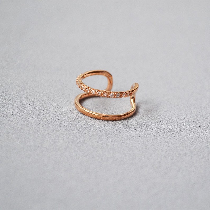 Adjustable 18K Gold Plated Sparkly Double Row Ring, Dainty CZ Ring, Minimalist CZ Ring, Statement Rings, OOTD Ring, Stacking Ring image 10