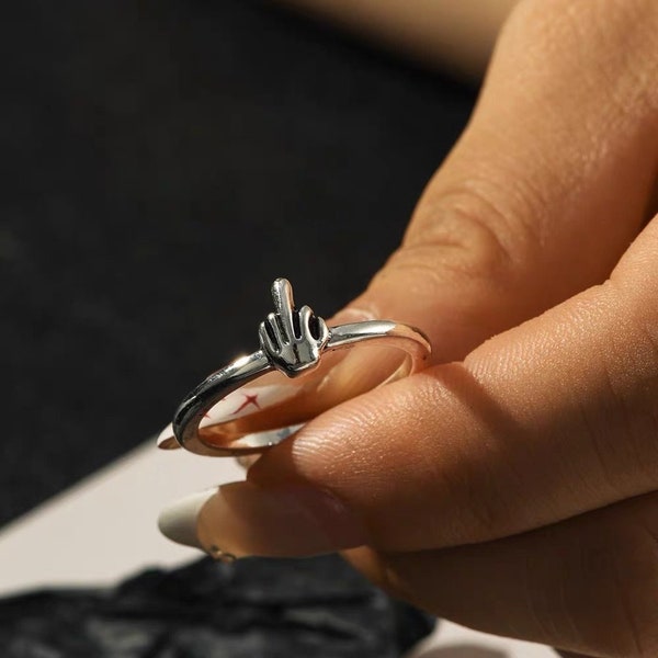 Mini-FUCK YOU-Ring, verstellbarer F-Wort-Ring, Mittelfingerring, Stapelring, stapelbarer Ring, Geschenk für Sie/Ihn