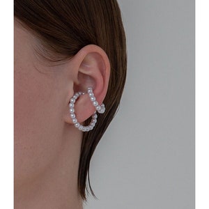 No Piercing, Pearl Ear Cuffs Set, Ear Cuff, Pearl Ear Cuff, Pearl Hoop Earrings, Mini Hoop Earrings, Pearl Hoop Earrings, Mini Cuff