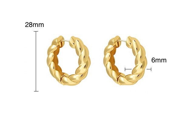 28mm Chunky Twist Hoops A Pair Heavy Gold Hoop Earrings - Etsy
