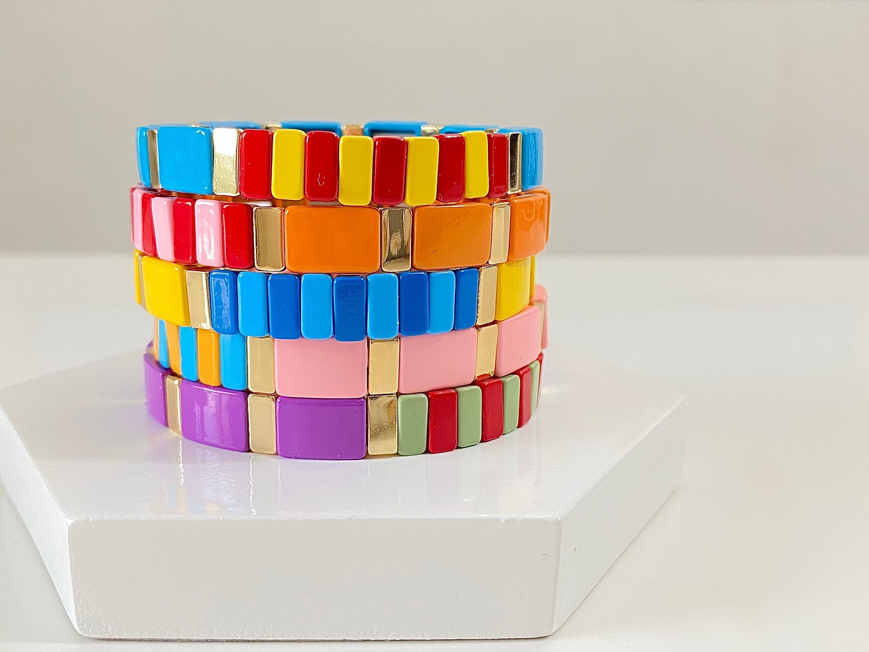 Enamel tile beads deals