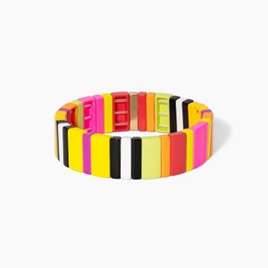 Highlight Mix Enamel Tile Bracelet Sets, Colorblock Bracelets, Tile Beads Bracelets, Stacking Bracelets, Stretchy Bracelets, Boho Bracelets Wide (single)
