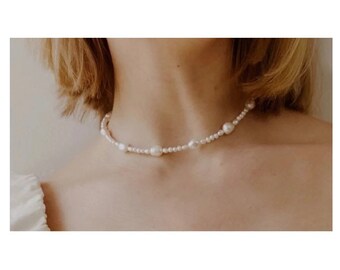 Chic Baroque Pearl Choker, Genuine Pearl Choker, Pearl Wedding Necklace, Baroque Pearl Necklace, Genuine Fresh Water Pearl Necklace