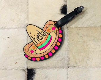 Mexico Luggage Tags, Sombrero Luggage Tags, Fiesta luggage tag, Mexican Hat, Fiesta like there's no mañana, Vacation Accessories