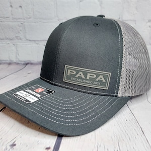 PAPA Hat, Papa Cap Established 2024 or any year, 2020 etc. Papa Christmas Gifts, New Papa Pregnancy Announcement Gifts, Custom PAPA Caps