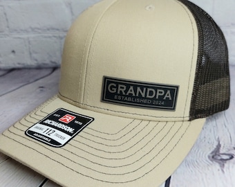 Custom Grandpa Hat: Customizable Established Year Grandpa Cap, Personalized Richardson 112 Caps, Gifts for Grandfathers, Grandpa Birthday