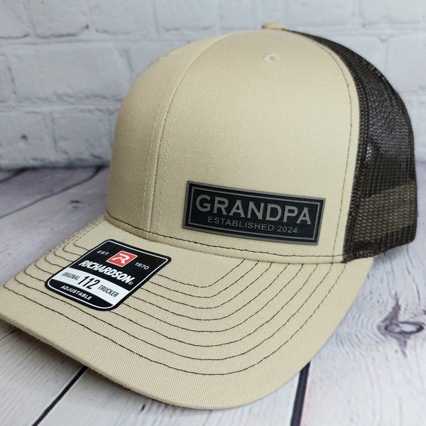 Grandpa Hat, Grandpa Established 2024 or any Year, 2023, Grandpa Pregnancy Announcement Gifts, Custom GRANDPA Hats, GRANDPA Baseball Caps