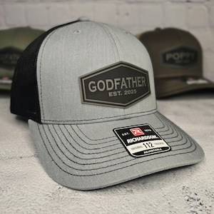 CUSTOM GODFATHER HATS, Godfather Personalized Established any custom years, Gifts for New Godfather, Best Godfather Gifts, Custom Text Hats