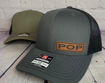 POP Patch Hat - POP Cap, New Pop Pregnancy Announcement Gifts, Birthday Gifts for Pop, Pop Richardson Hat, Custom Text Gift, POP gift Ideas
