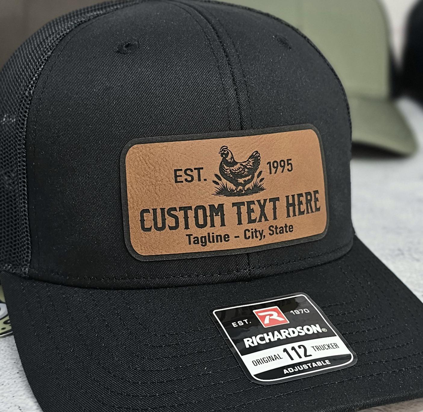 Custom Chicken Farm Hats, Poultry Farm Cap, Personalized Text Farm Name ...