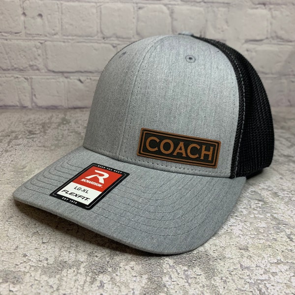 COACH PATCH HAT, Coach Gifts, Richardson 110 Flex Fit Fitted Hat, Athletics Department Gifts, Coach Cap, Personalized Custom Hat for Coach