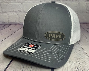 PAPA Hats: Customizable Text Caps, Richardson 112 Trucker Hat, Custom Personalized Gifts for Papa
