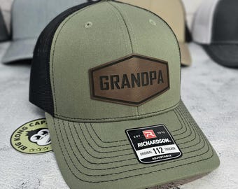 GRANDPA HAT, Personalized Grandfather Cap, Gifts for Grandpas Richardson 112 Trucker Hats