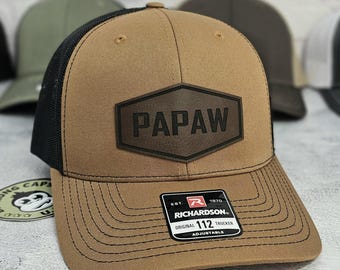 Papaw Patch Hat, Personalized Papaw Cap, ANY NAME, Gifts for Papaw, Gifts for New Papaw, Personalized Grandpa Papaw Hats