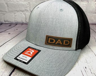 DAD PATCH HAT, Richardson Flex Fit, Fitted Hat, Custom Dad Hat, Personalized Hat for Dad, Custom Dad Birthday Gift, Custom Fathers Day Gifts