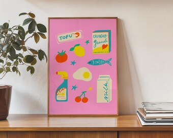 GROCERY SHOPPING Digital Download Art Print Wall Decor for Colorful Home Studio