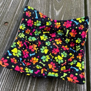 Dog Print Bowl Cozy- Microwaveable and Neon Dog Paw Prints