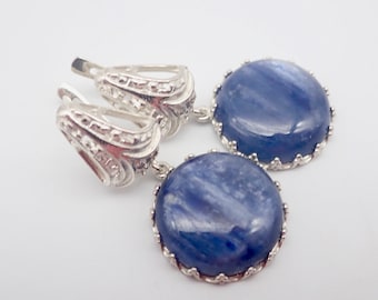 Blue Kyanite Sterling Silver Dangle Earrings: "Selena" Statement Jewelry.