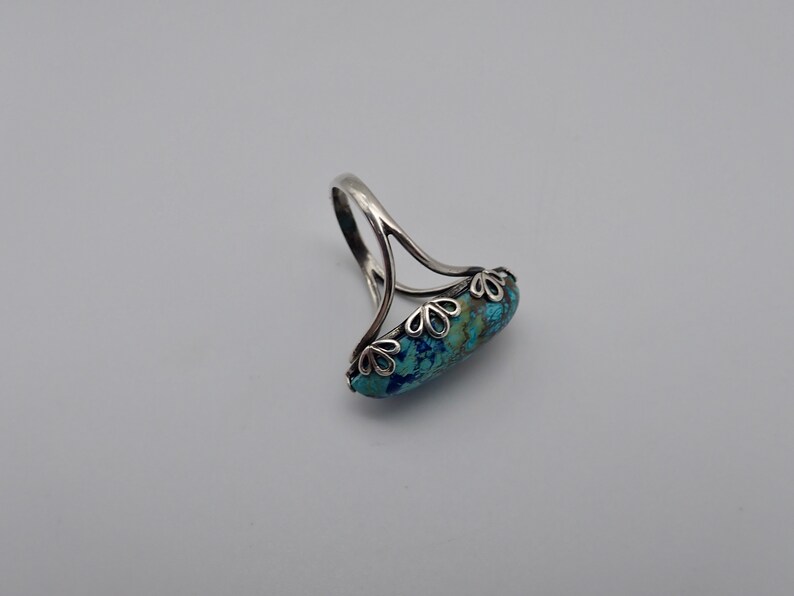 Blue azure. Blue Azurite and antiqued sterling silver ring