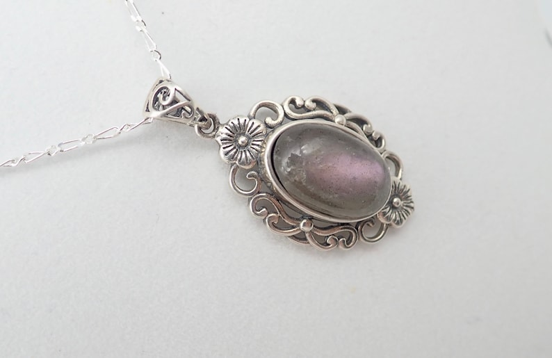 Purple labradorite and antiqued sterling silver pendant Out of a treasure chest Pink labradorite pendant. Purple labradorite pendant