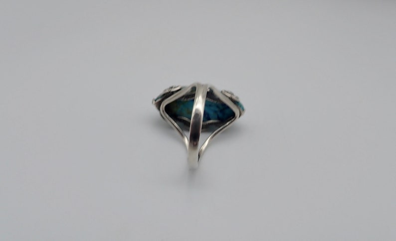 Blue azure. Blue Azurite and antiqued sterling silver ring