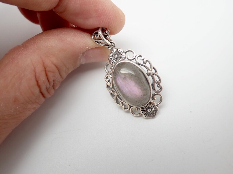 Purple labradorite and antiqued sterling silver pendant Out of a treasure chest Pink labradorite pendant. Purple labradorite pendant