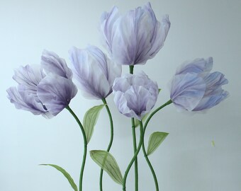 Free-Standing Purple Organza Tulip Installation - Event /Party/ Wedding Floral Set - Retail Window Display Decor- Hand Crafted Giant Flowers
