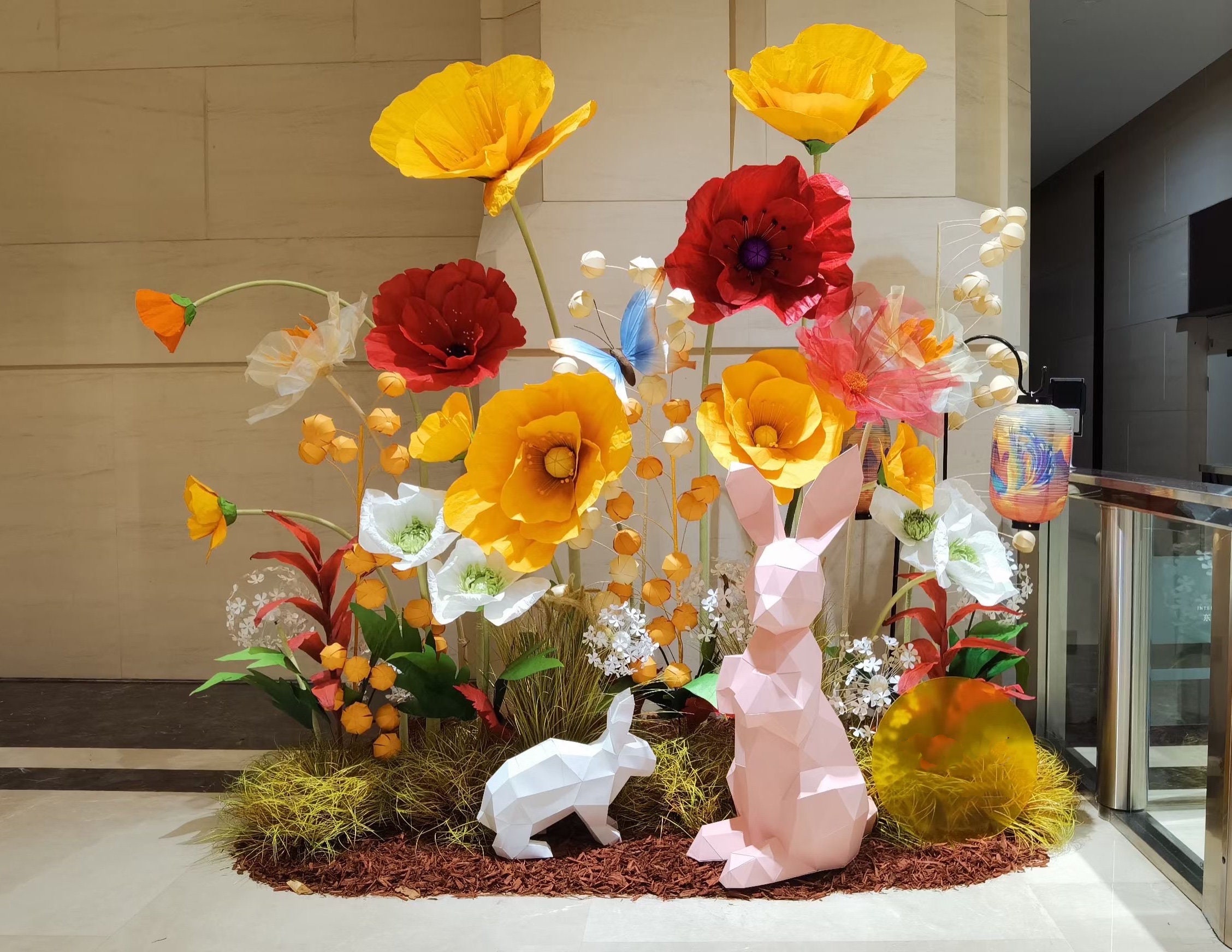 【POPPY】WINDOW FLOWER SEE-THROUGH TOPS Holiday Retail Front Window Display- Hand Crafted Flower